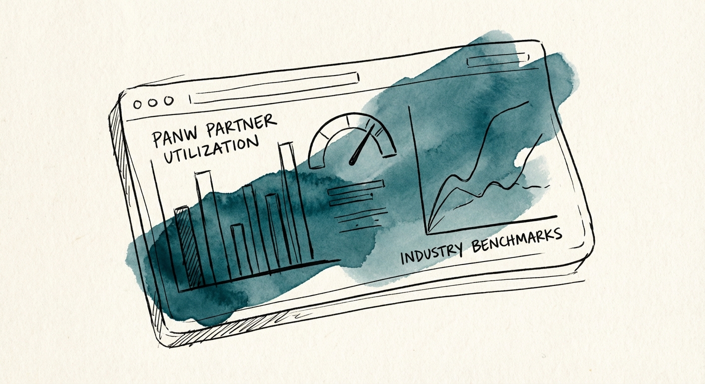 Dashboard showing PANW partner utilization metrics versus industry benchmarks