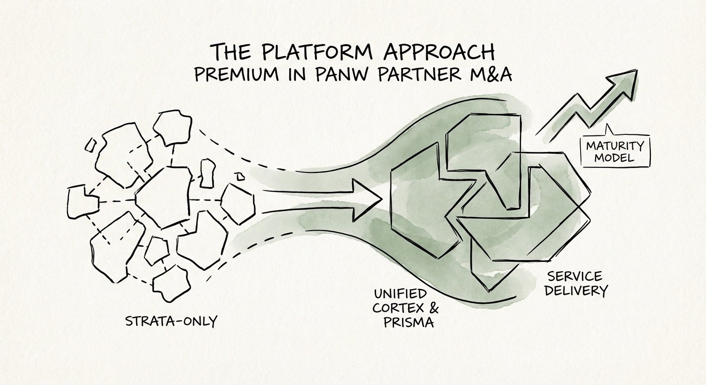 Diagram illustrating the 'Platformization' maturity model: Moving from Strata-only to unified Cortex and Prisma service delivery.