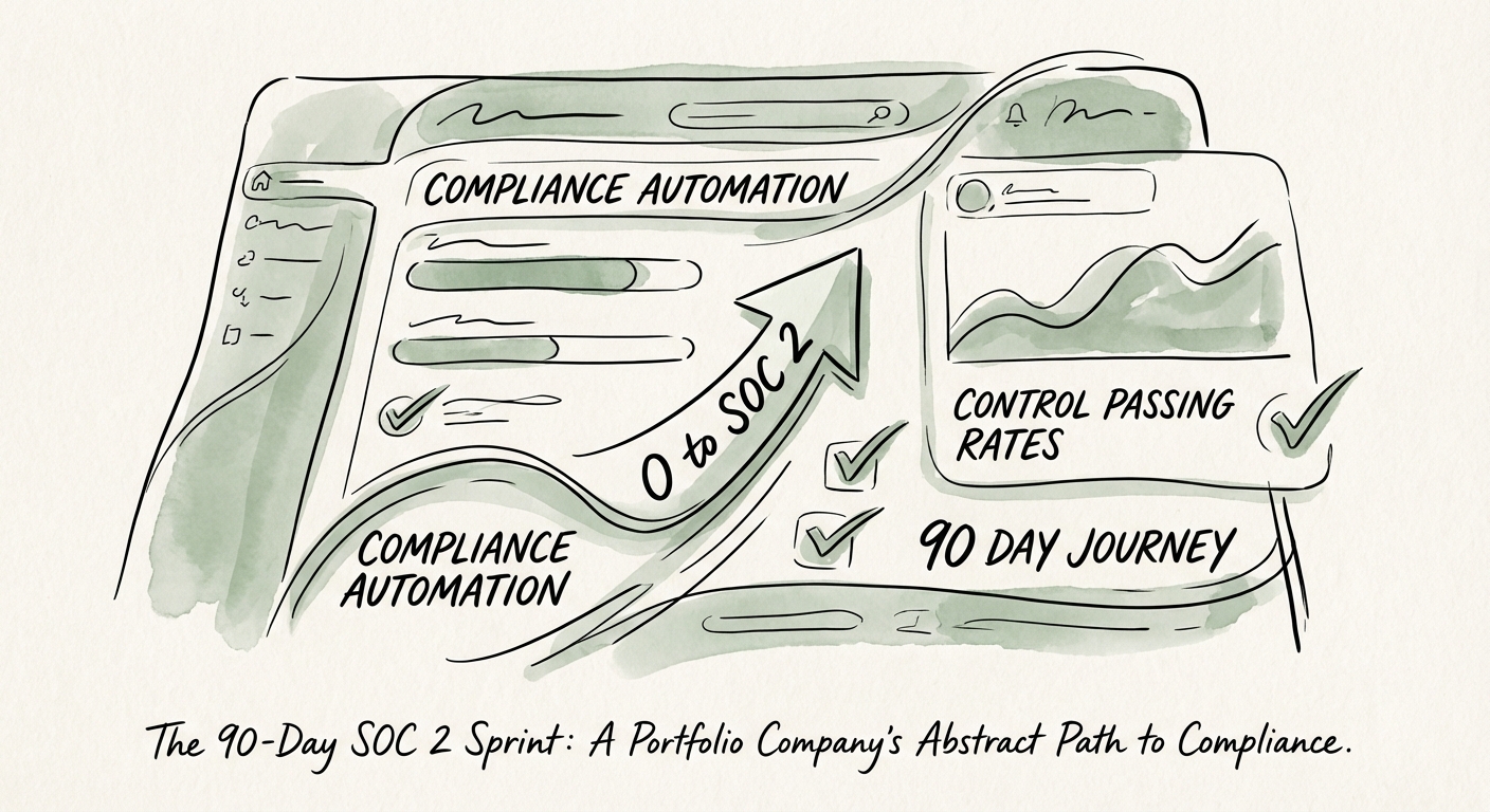 Dashboard view of compliance automation software showing real-time control passing rates