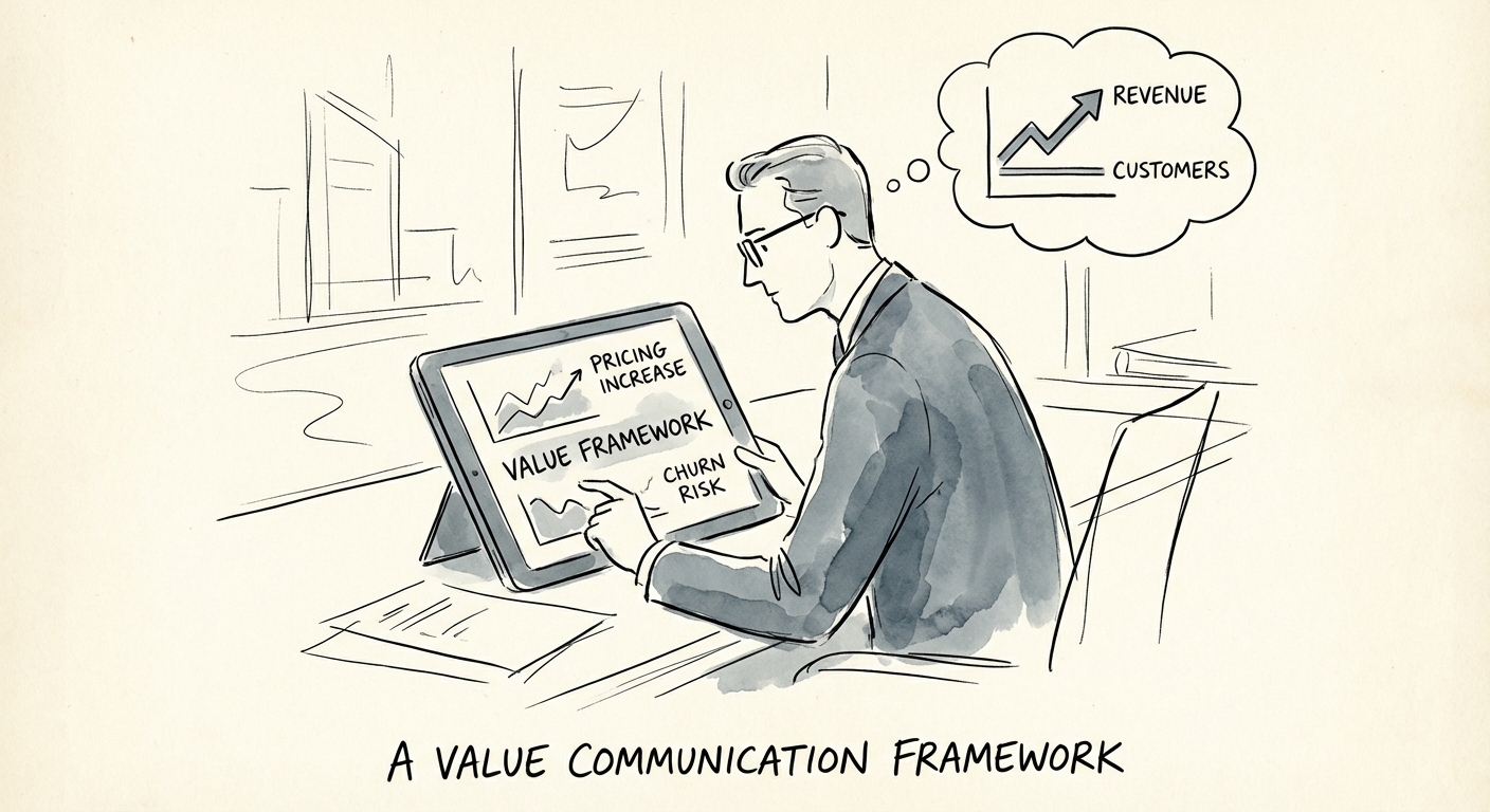 Executive analyzing pricing elasticity and churn risk models on a tablet