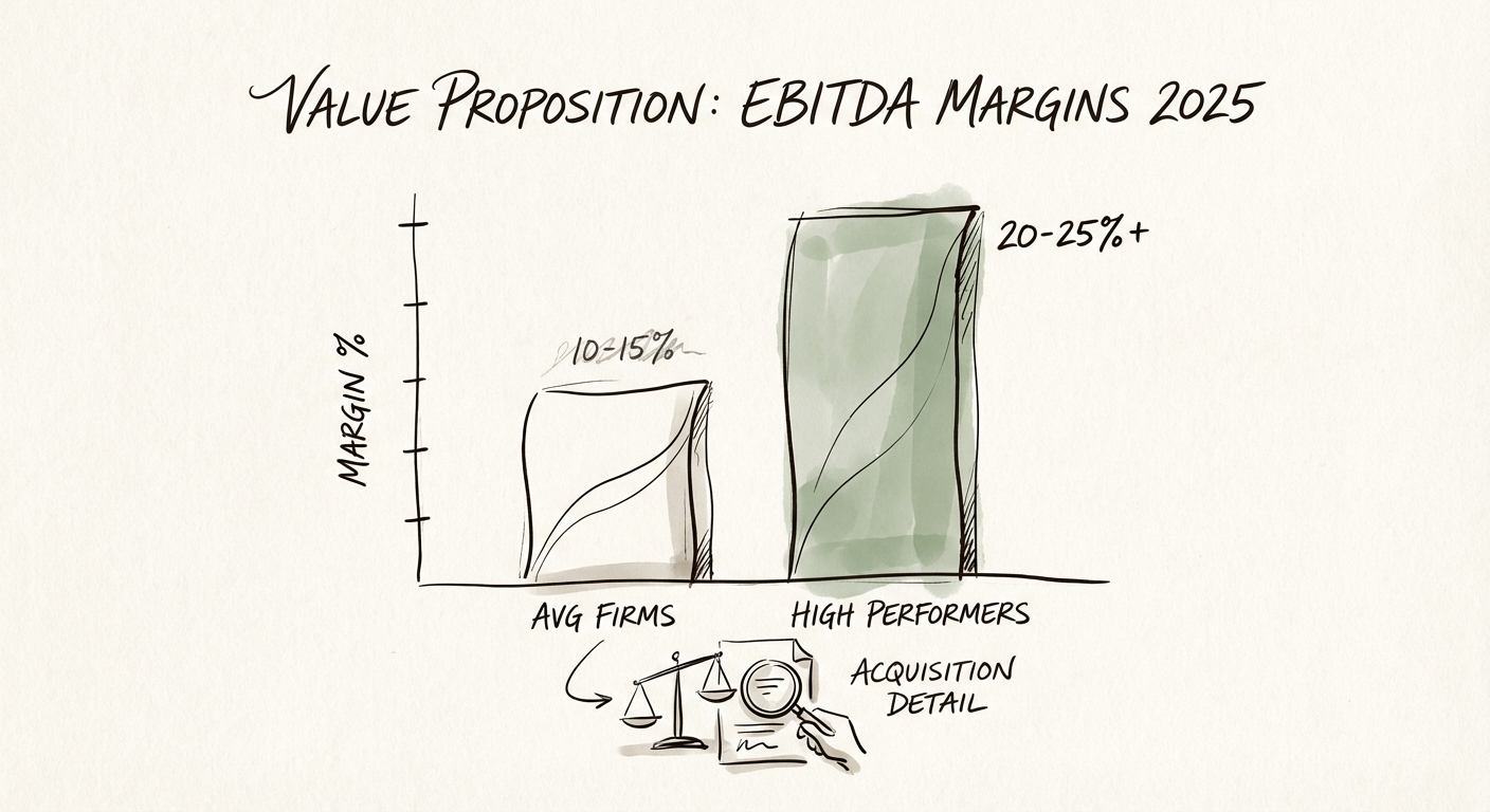 Chart of professional services EBITDA multiples from generic staffing to productized managed services
