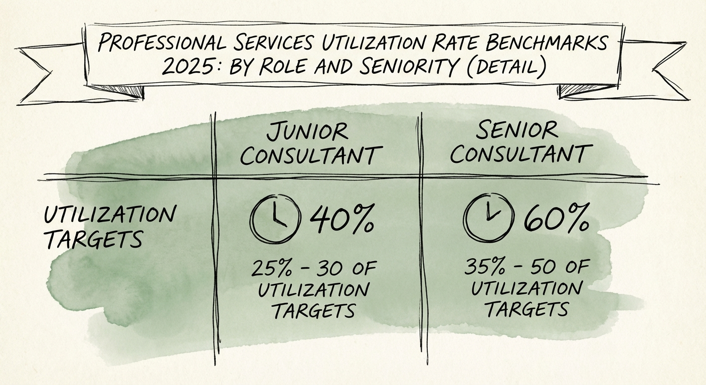 Table comparing junior vs senior consultant billable utilization
targets