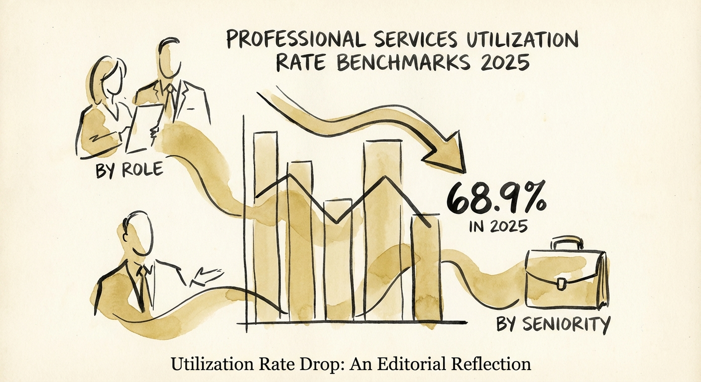 Graph showing professional services utilization rates dropping to 68.9 percent in 2025