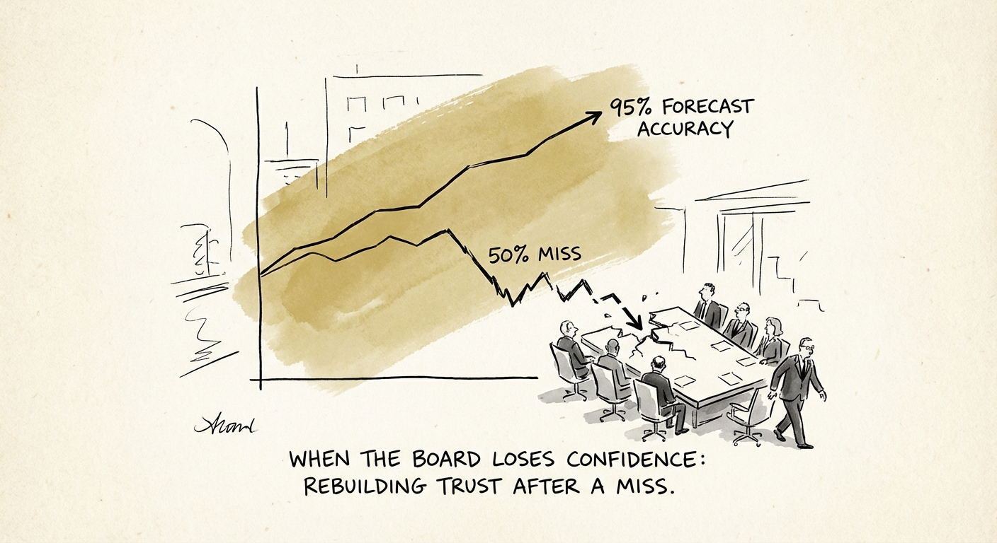 Graph showing the difference between 50% forecast accuracy
and 95% forecast accuracy.