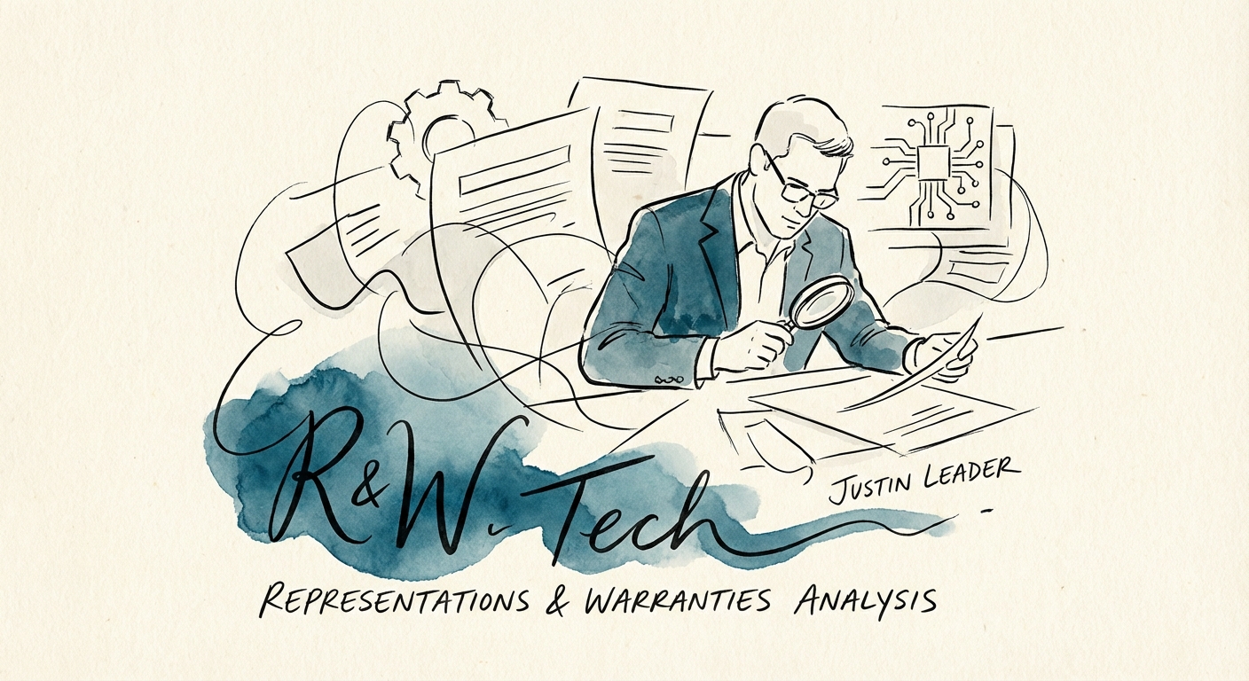 Justin Leader analyzing representations and warranties insurance exclusions for a technology company exit.