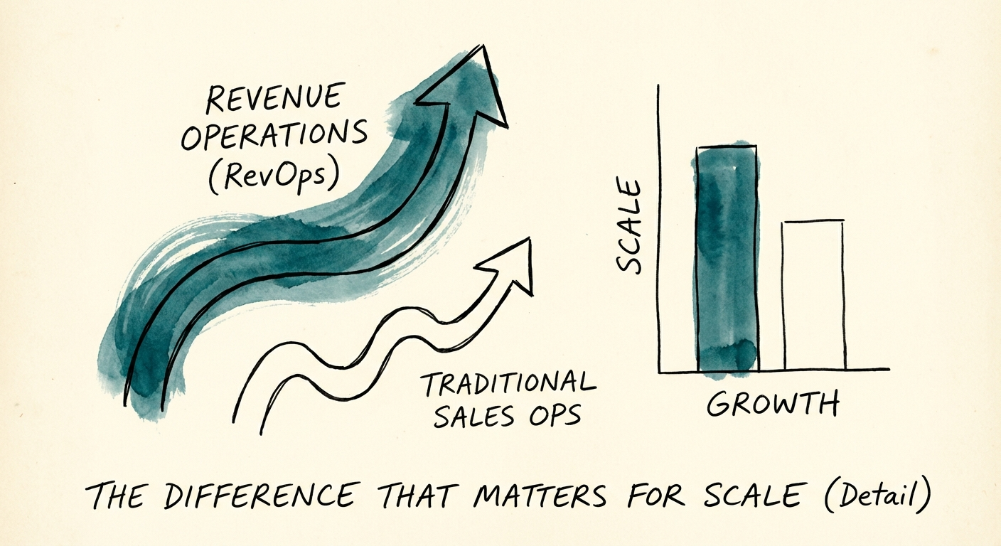 Chart comparing revenue growth rates of companies with RevOps vs. traditional Sales Ops models