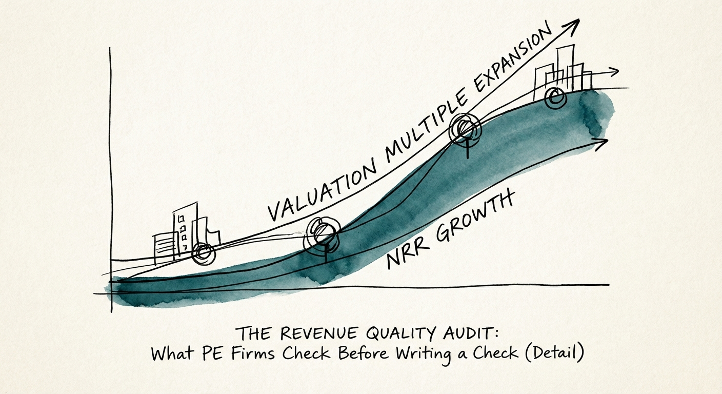 Graph showing valuation multiple expansion correlated with
Net Revenue Retention (NRR) growth.