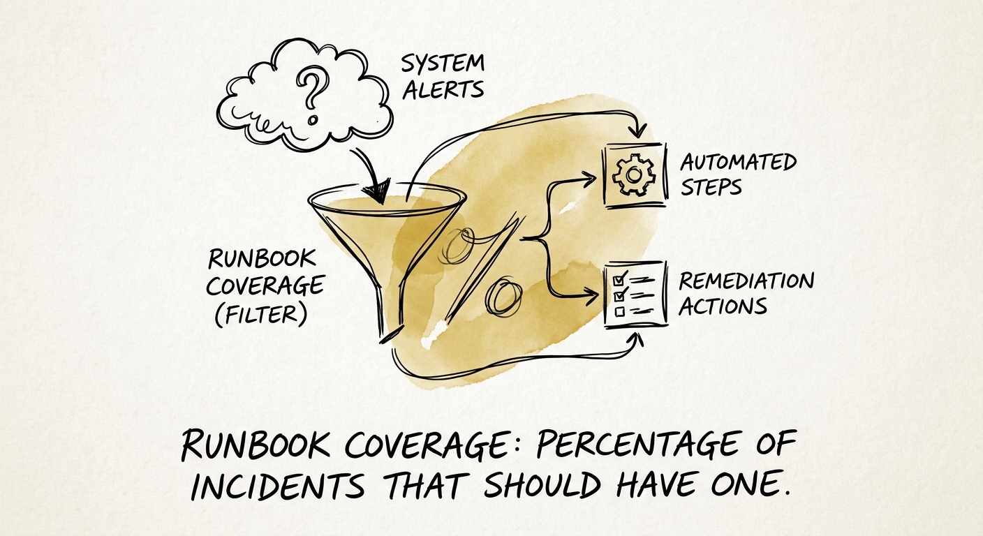 Workflow diagram illustrating automated runbook remediation steps intercepting system alerts