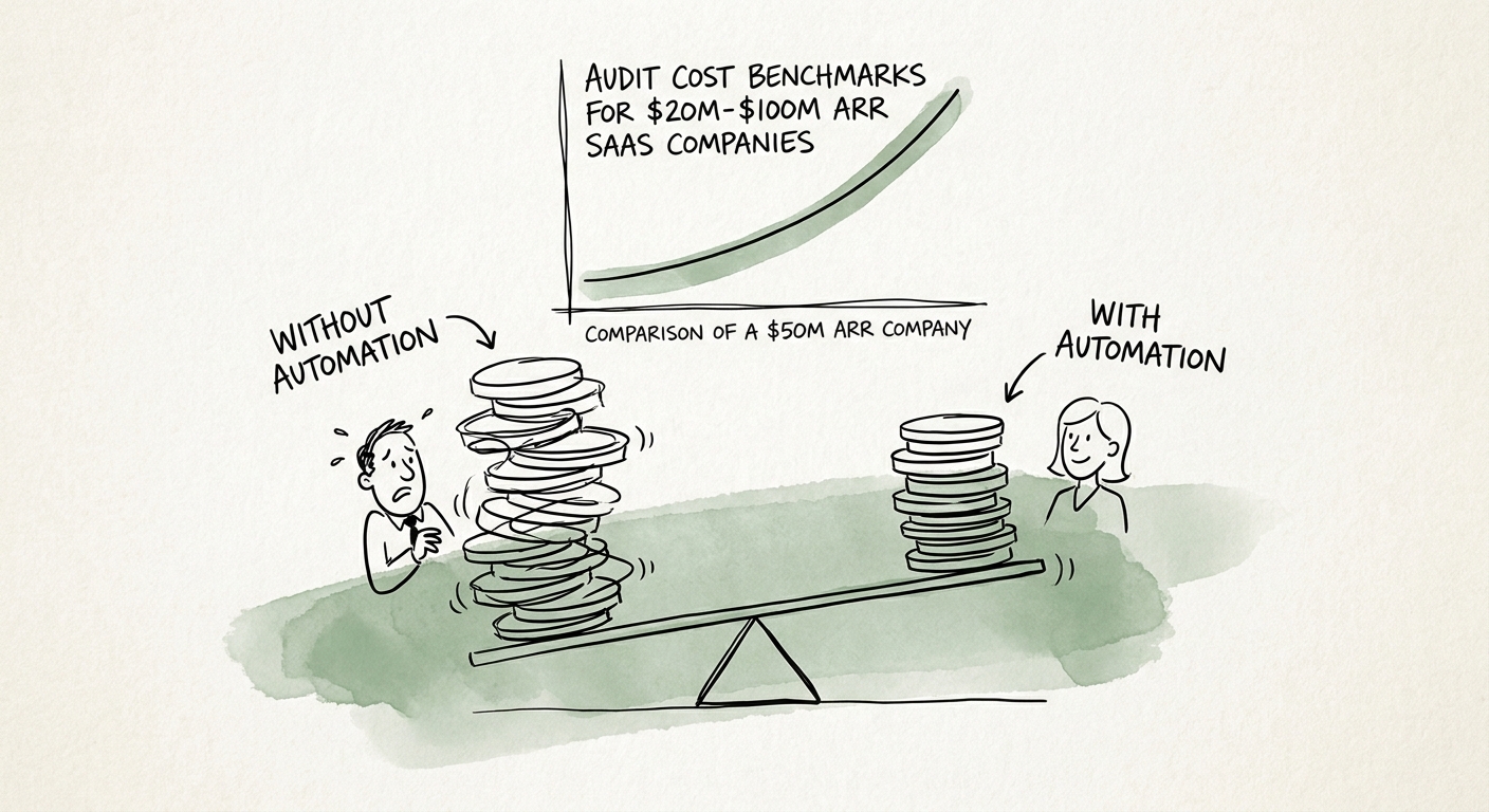 Comparison of audit costs for a $50M ARR SaaS company with and without automated internal controls.