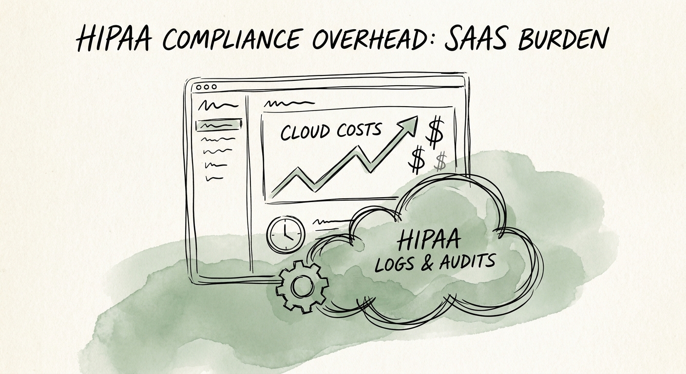 A dashboard displaying escalating cloud infrastructure costs tied to HIPAA audit logging requirements.