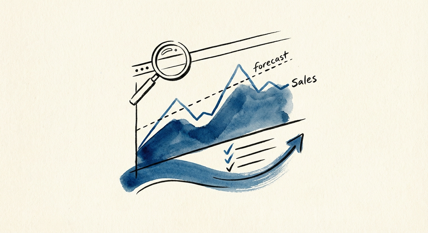 Executive dashboard showing sales forecast accuracy variance analysis