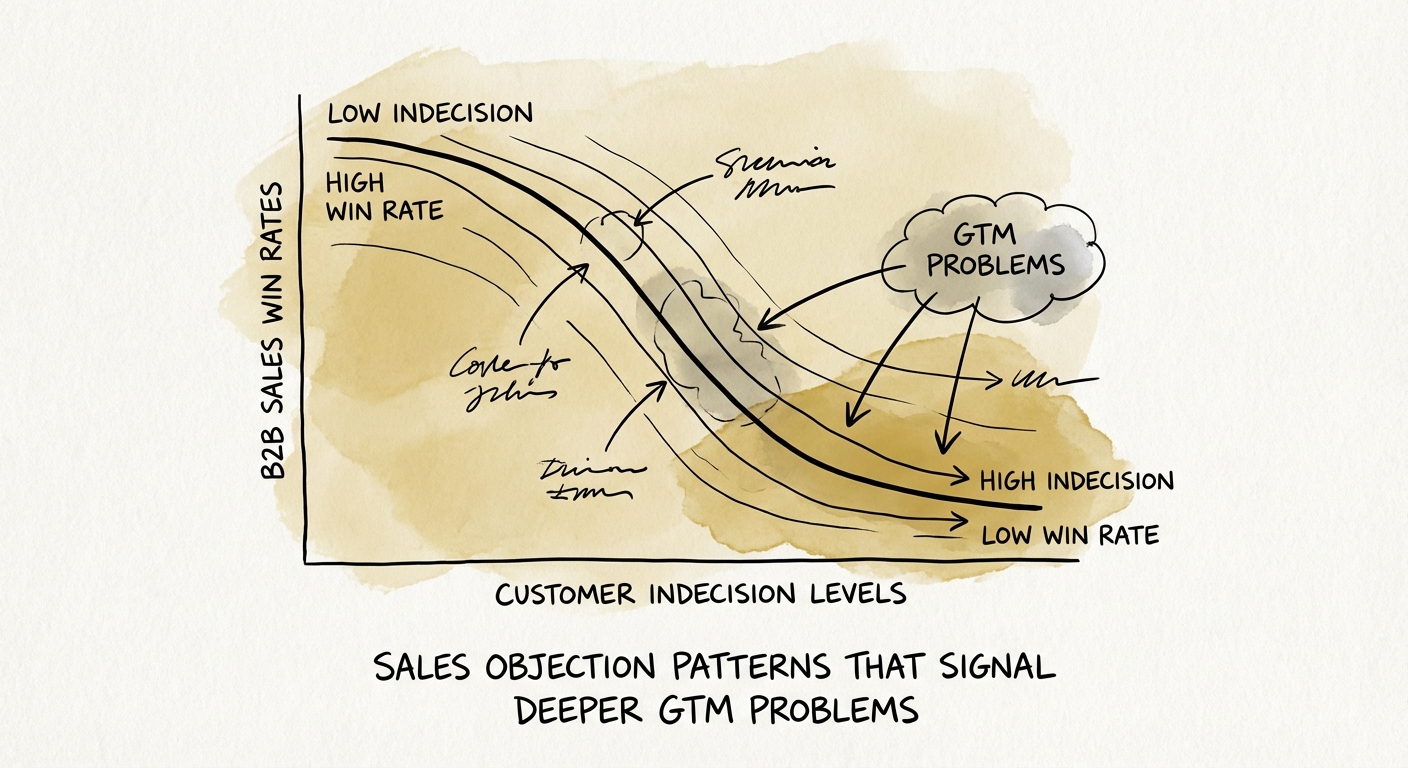 Graph showing the correlation between customer indecision levels and B2B sales win rates