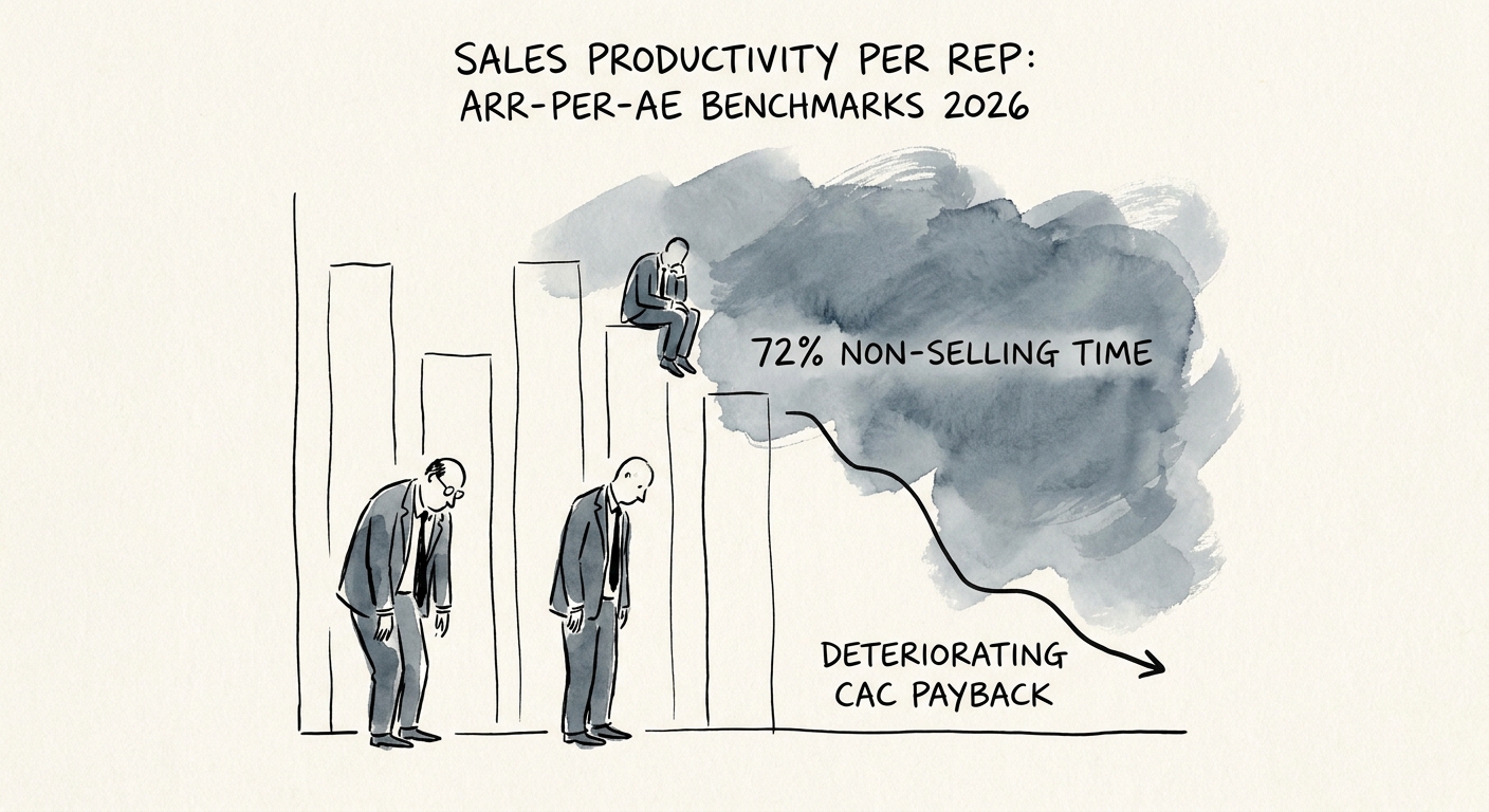 Graph showing the correlation between 72 percent non-selling time and deteriorating CAC payback periods for SaaS companies.
