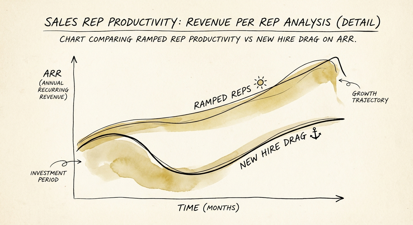 Graph showing the widening gap between OTE and quota attainment in 2025