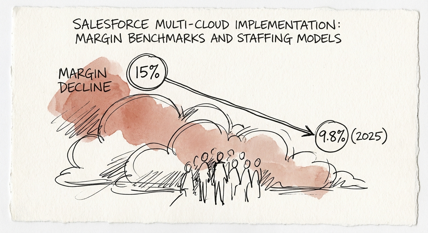 Chart showing the decline of Professional Services EBITDA margins from 15% to 9.8% in 2025