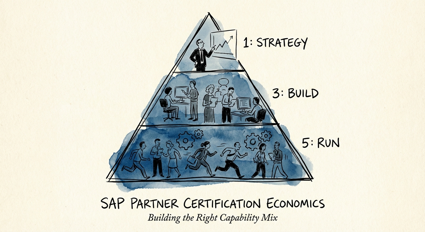 Diagram of the 1:3:5 Profitability Pyramid for SAP Service Delivery Teams.
