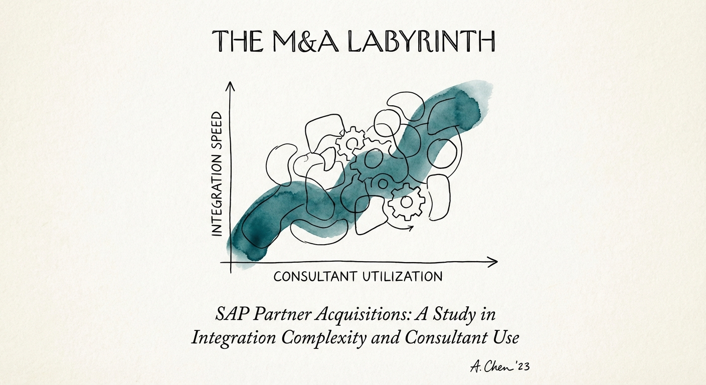 Graph showing the correlation between post-merger integration speed and consultant utilization rates in SAP partner acquisitions.