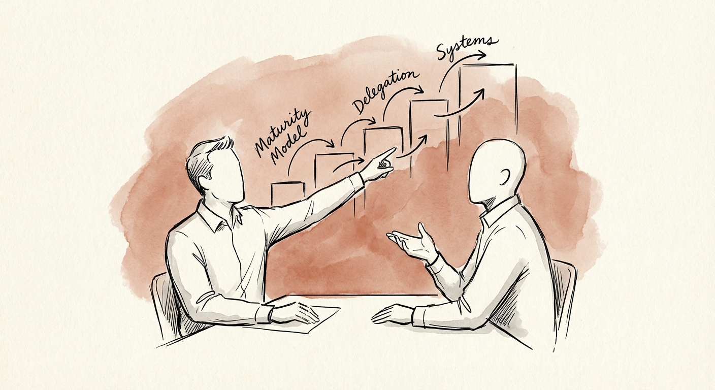 Justin Leader explaining the SAP partner scaling maturity model to a founder