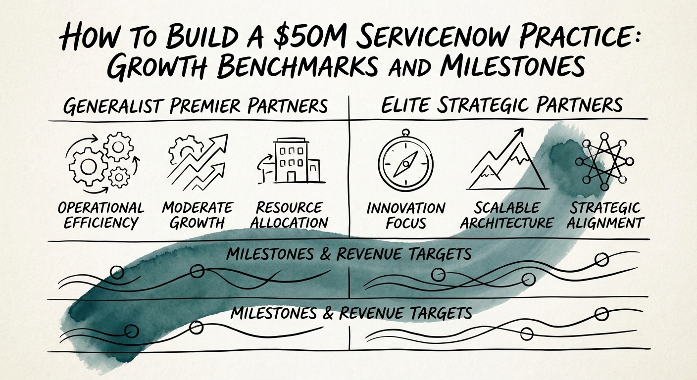Table comparing operational benchmarks between Generalist Premier partners and Elite Strategic partners.