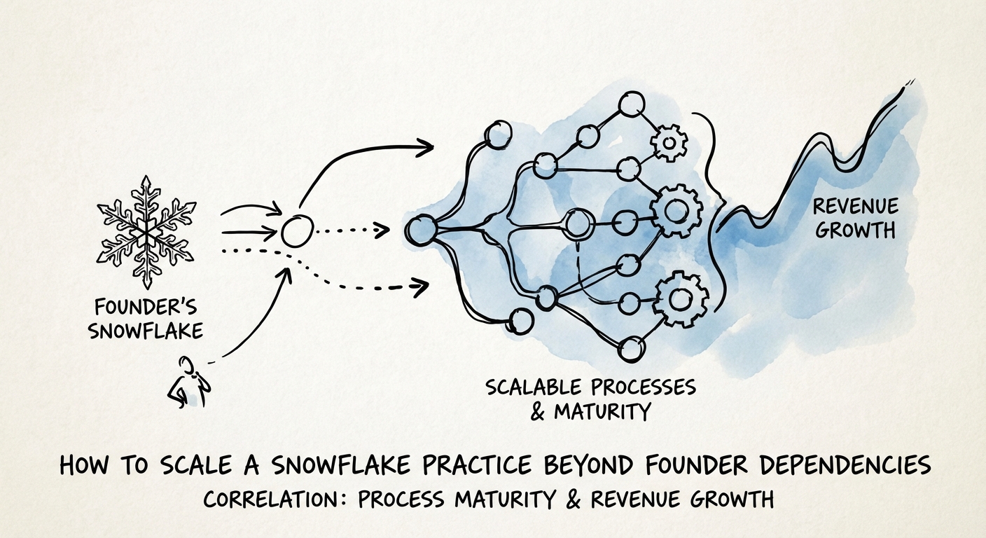 Chart showing the correlation between process maturity and revenue growth in professional services firms.