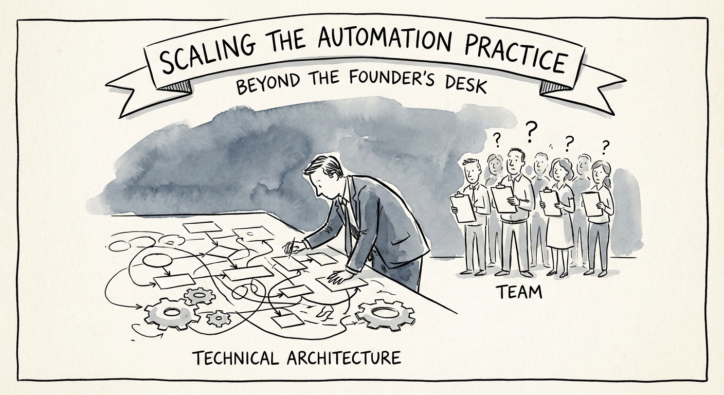 Founder of UiPath practice overwhelmed by technical architecture tasks while team waits for instructions