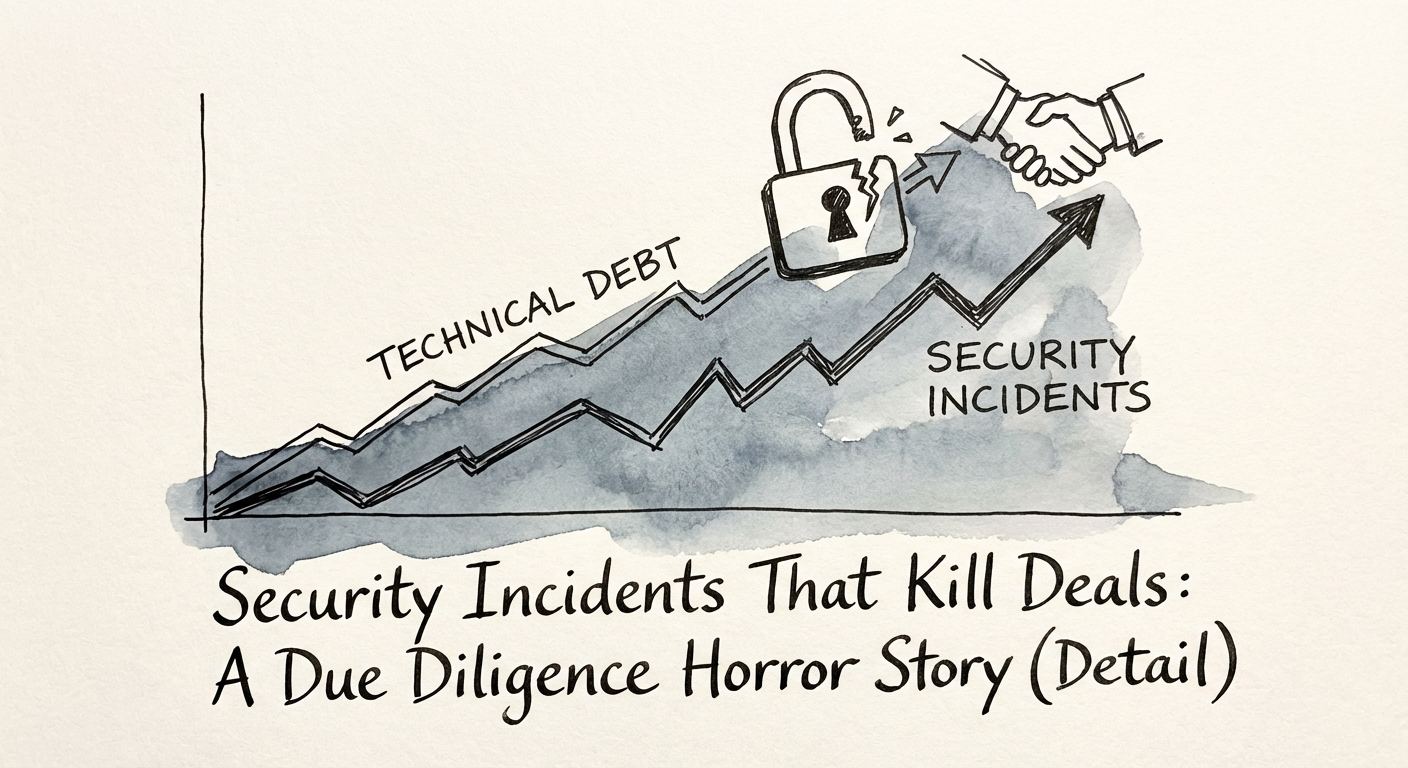 Graph showing the correlation between technical debt and security
incidents in M&A targets.