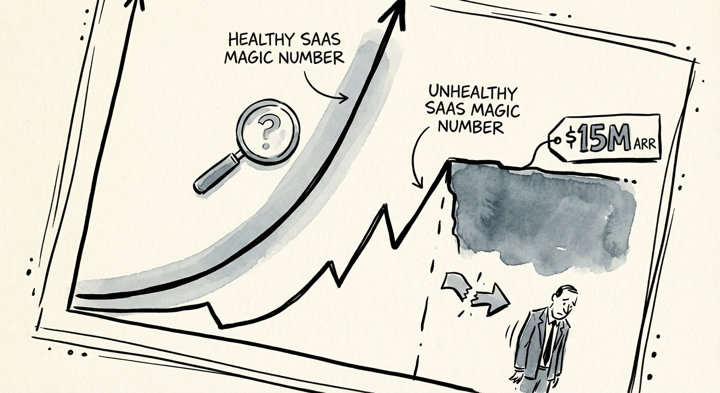 Graph comparing healthy vs. unhealthy SaaS Magic Numbers for Series B companies.