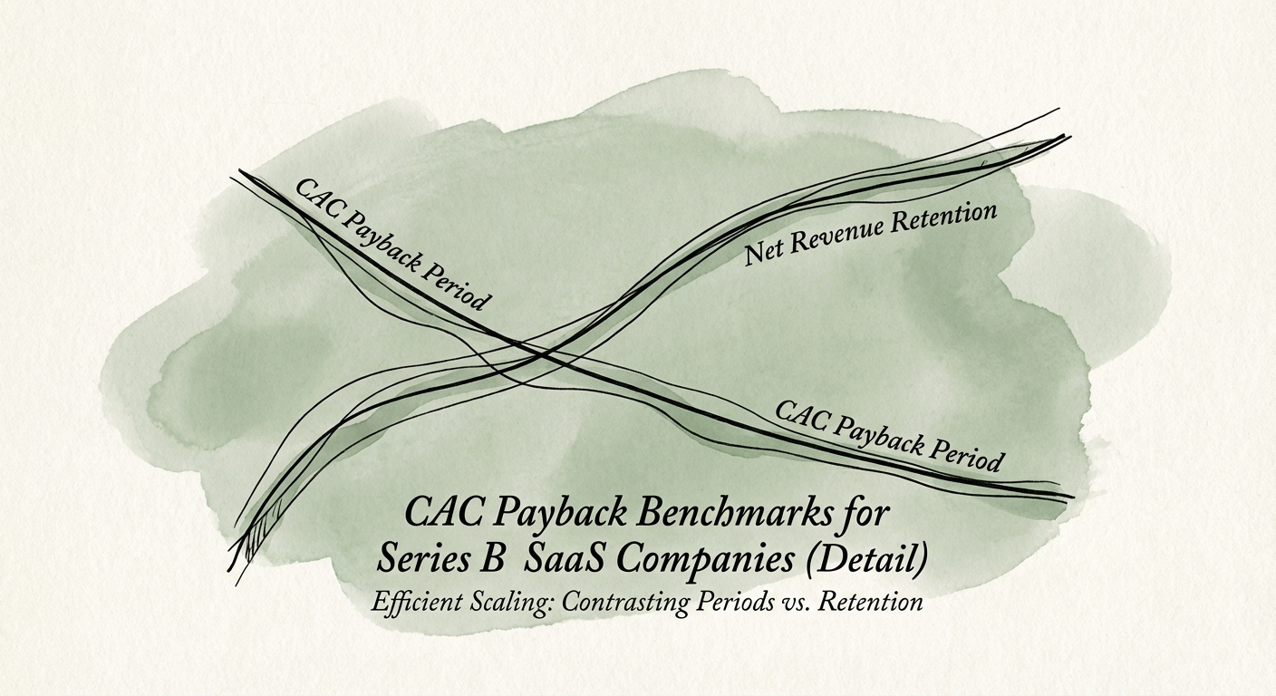 Chart of Series B SaaS CAC payback benchmarks from top quartile to bottom quartile