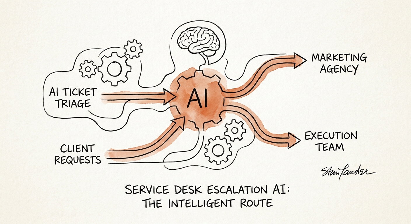 Operating roadmap for implementing AI-assisted service desk escalation with source controls and review ownership.