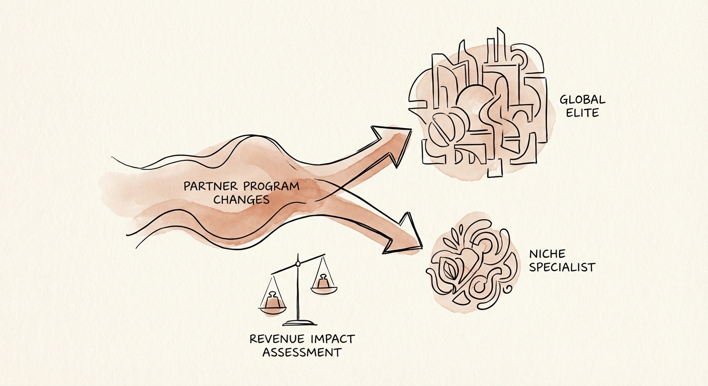 ServiceNow partner ecosystem diagram showing the split between Global Elite and Niche Specialist tiers