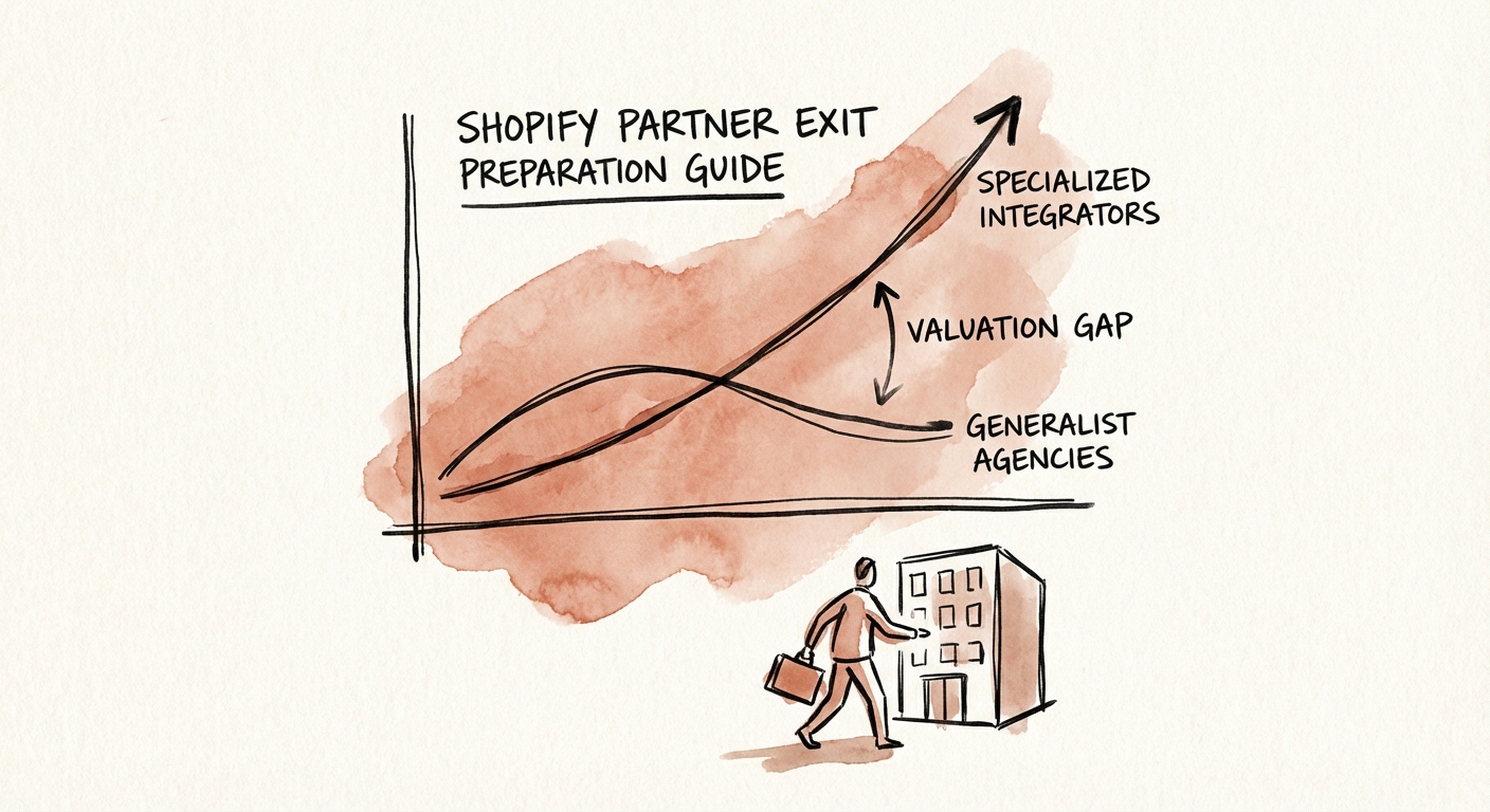 Graph showing the valuation gap between generalist Shopify agencies and specialized commerce system integrators