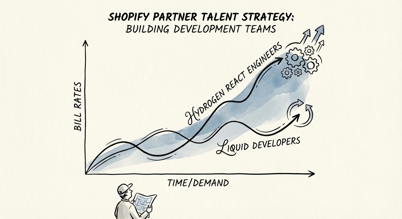 Graph comparing bill rates of Shopify liquid developers versus Hydrogen react engineers