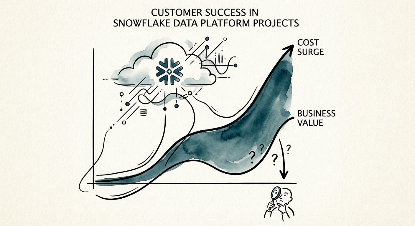 Graph showing Snowflake cost surge vs business value realization gap