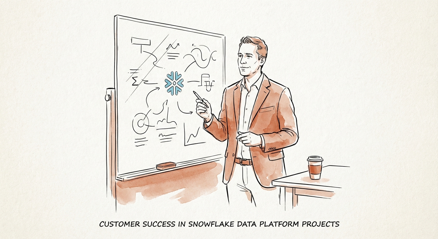 Justin Leader analyzing Snowflake consumption metrics on a glass board