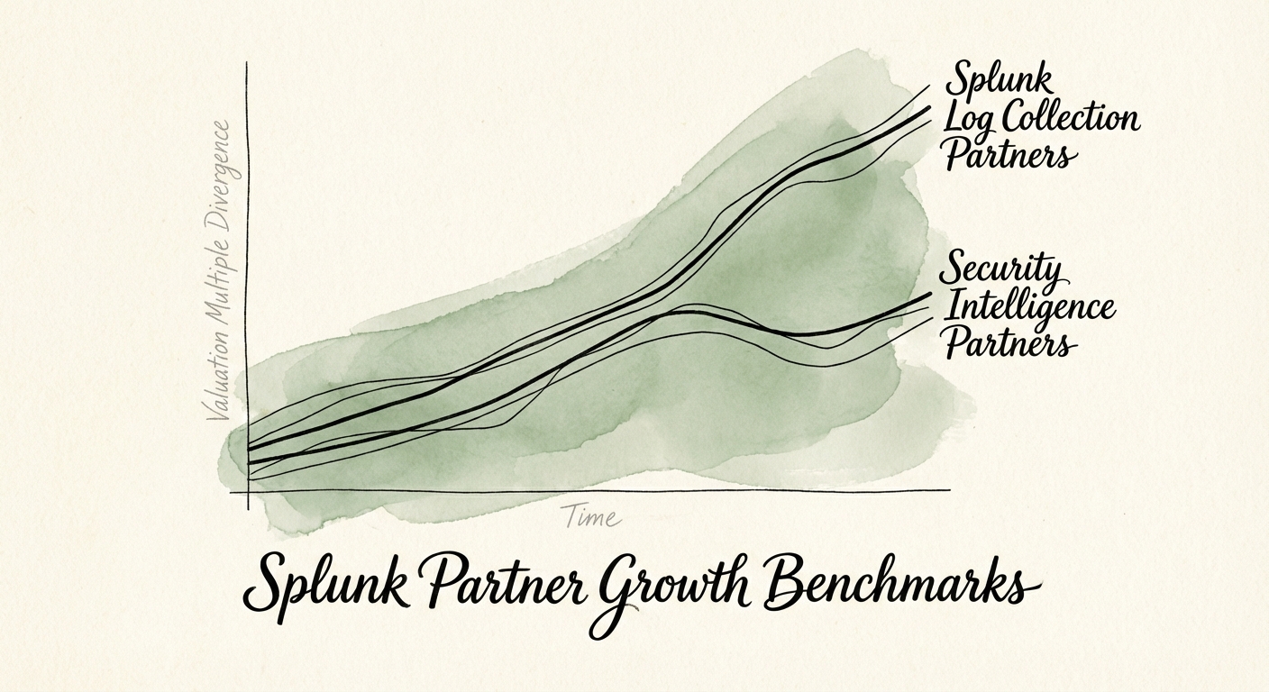 Graph showing valuation multiple divergence between Splunk log collection partners and security intelligence partners