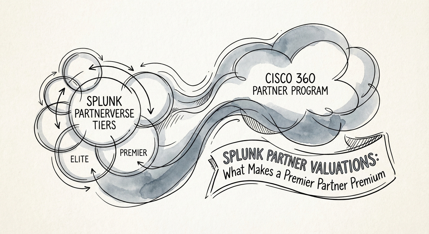 Diagram of the Splunk Partnerverse tiers transitioning into the Cisco 360 Partner Program