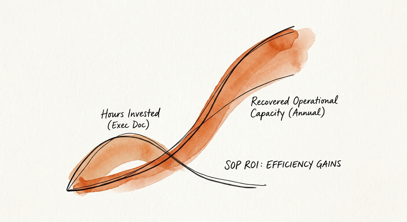 Chart comparing executive hours invested in documentation versus annual recovered operational capacity