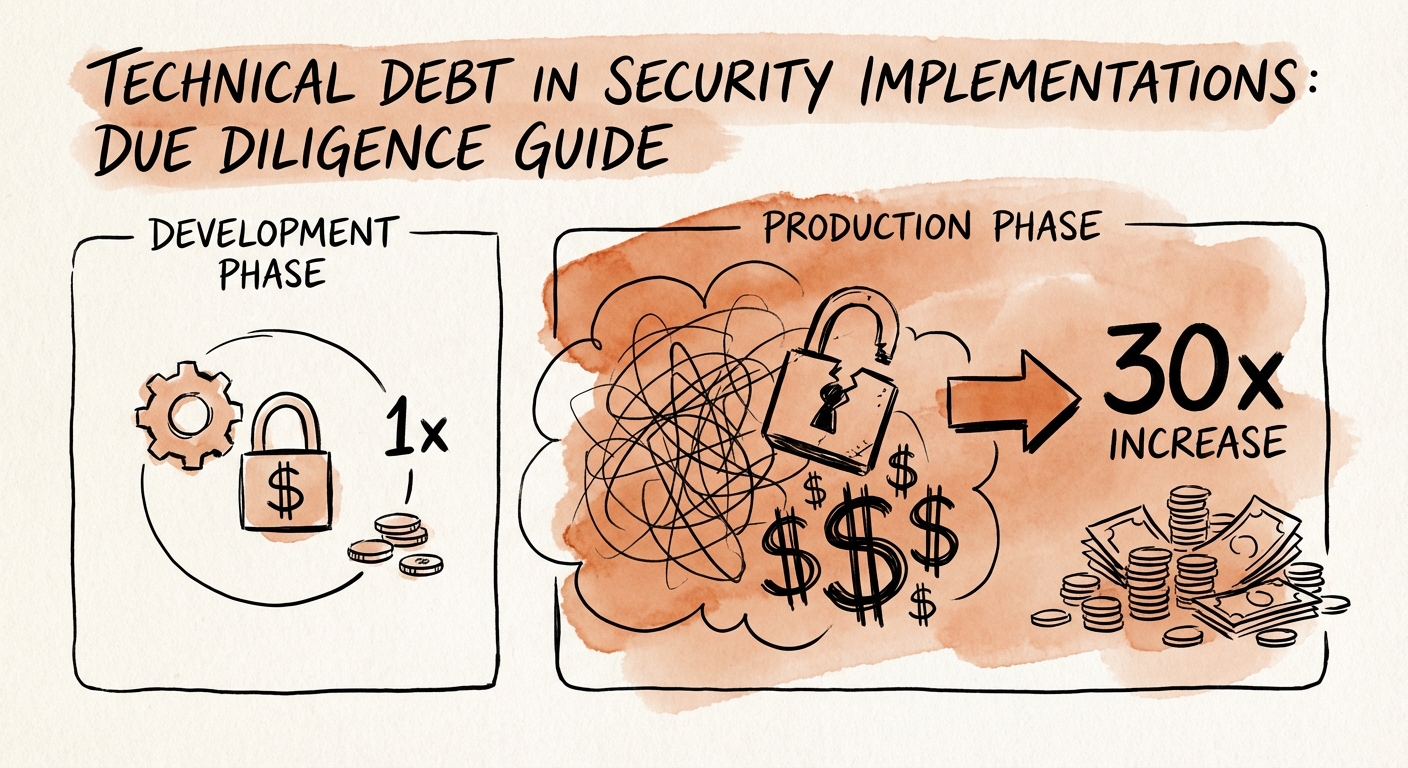 Comparison chart of remediation costs: Development phase vs. Production phase showing 30x increase.