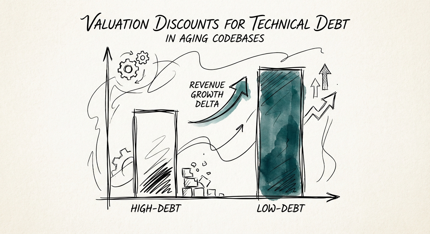 Comparison chart illustrating the revenue growth delta between high-debt and low-debt software companies.