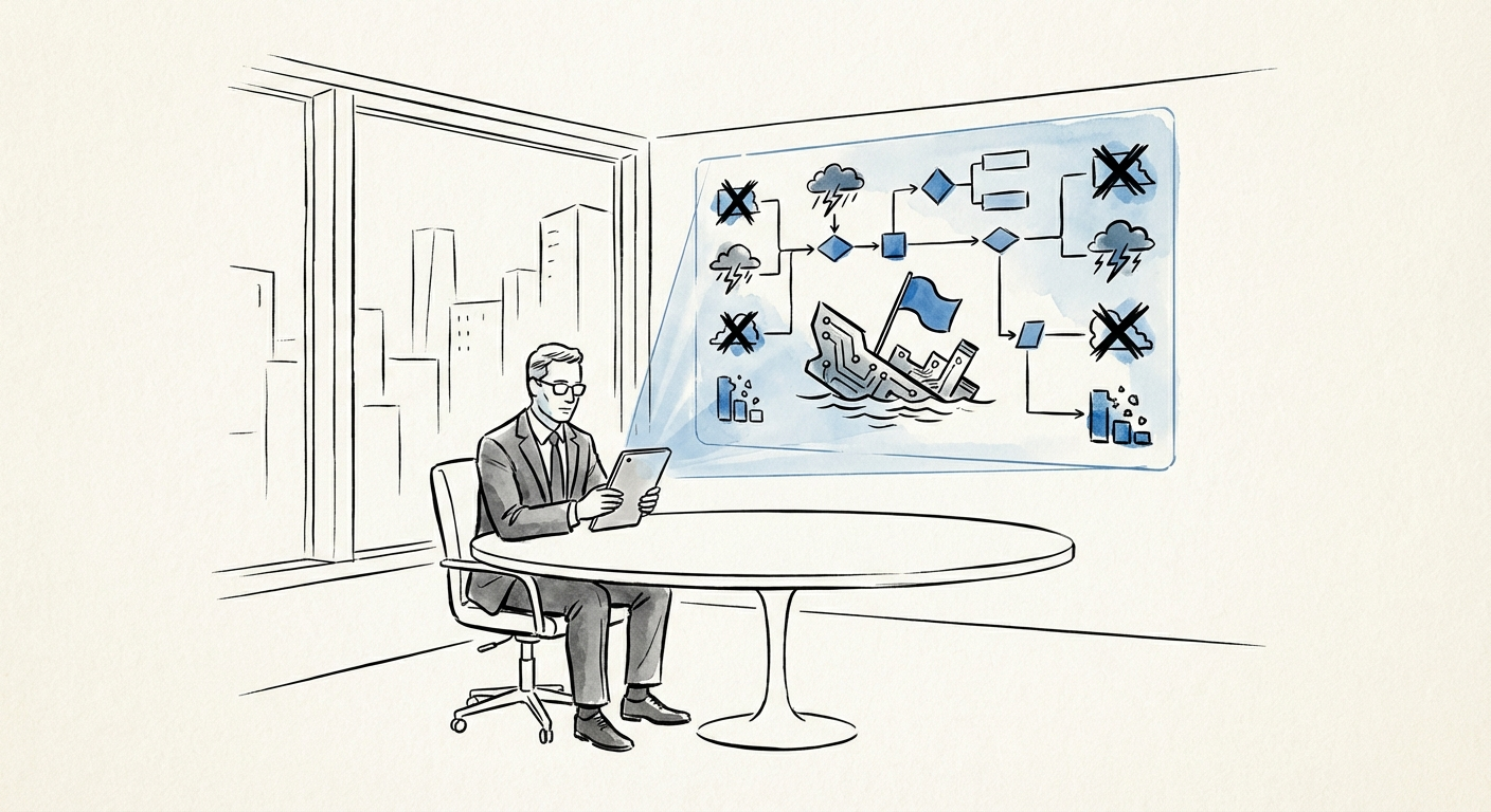 Private Equity Operating Partner reviewing technical due diligence red flags on a digital dashboard.