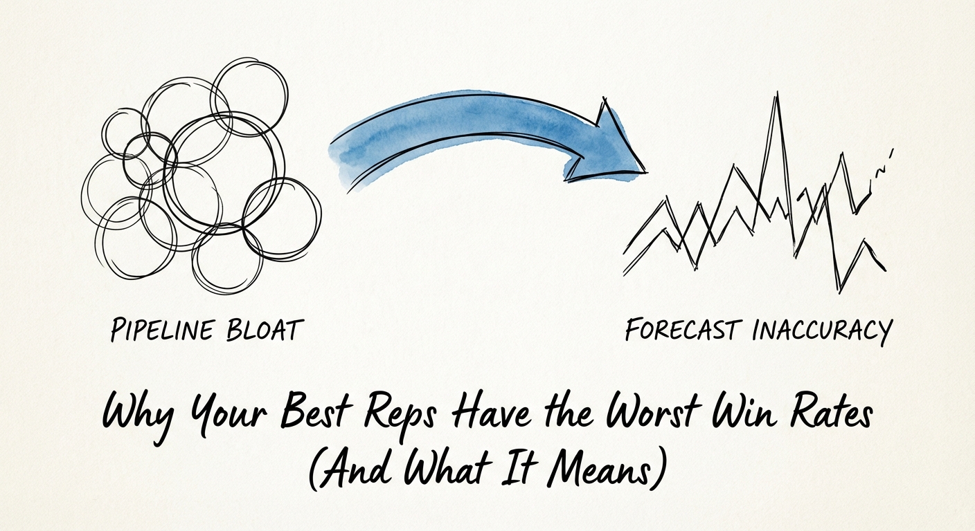 Chart showing the correlation between pipeline bloat and forecast inaccuracy in B2B sales