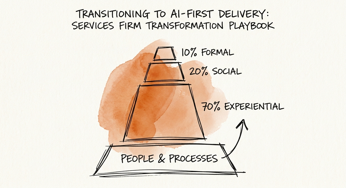 Services firm leadership team redesigning delivery workflows around AI-assisted production, review standards, pricing, and governance.
