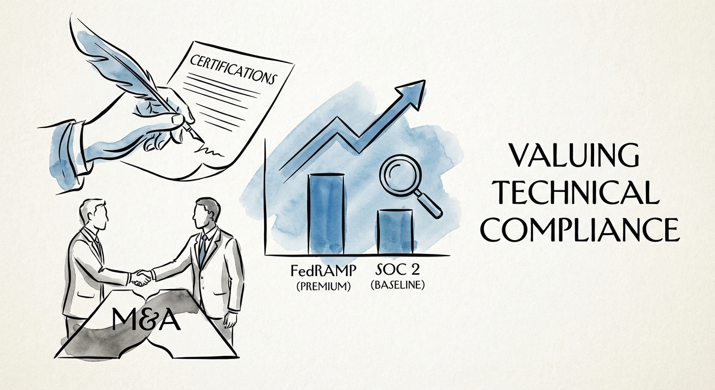 Chart showing the valuation multiple premium for FedRAMP authorized SaaS companies versus SOC 2 baseline.
