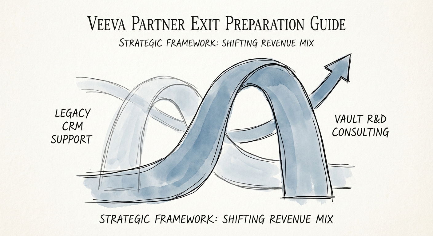 Strategic framework for shifting revenue mix from legacy CRM support to Vault R&D consulting
