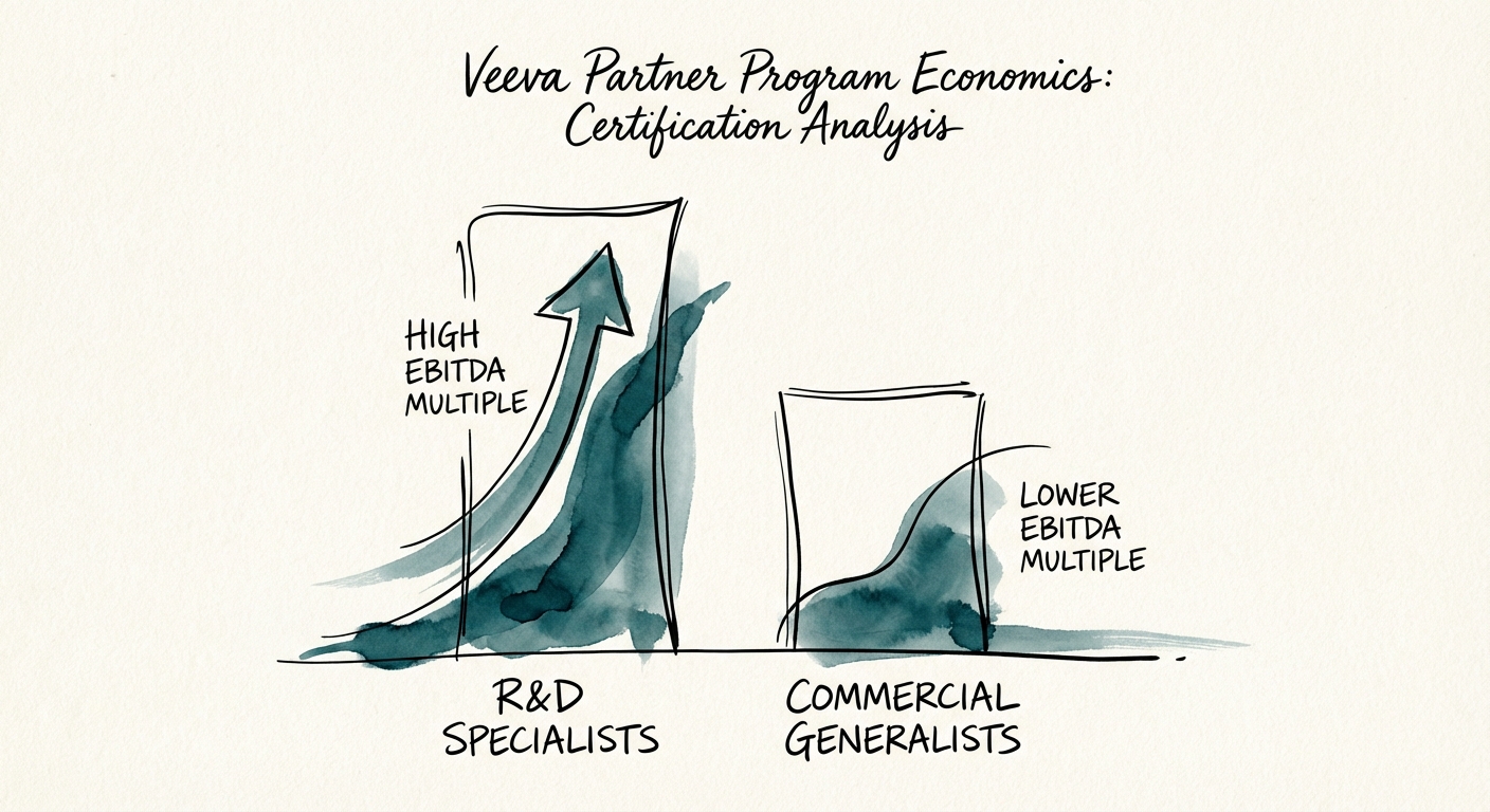 Chart comparing EBITDA multiples of Veeva R&D Specialists versus Commercial Generalists.
