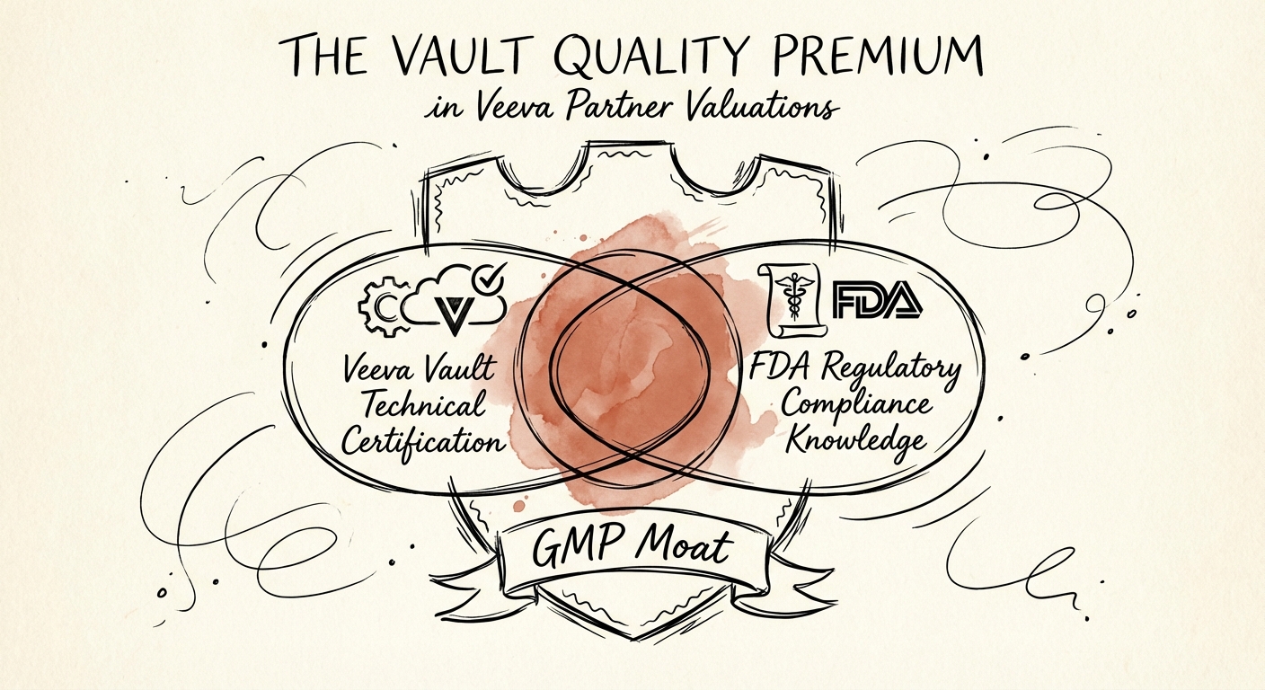 Diagram illustrating the 'GMP Moat': The intersection of Veeva Vault technical certification and FDA regulatory compliance knowledge.