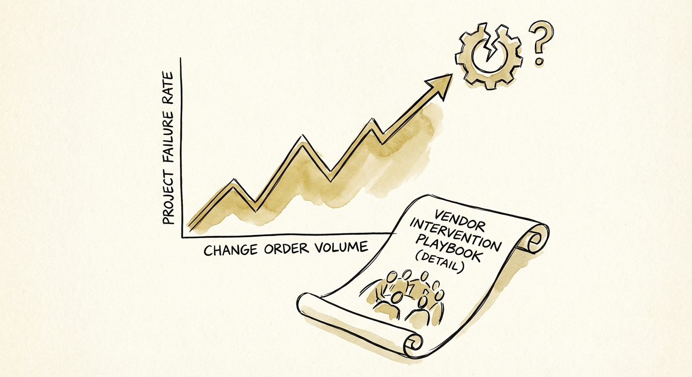 Graph showing the correlation between change order volume and
project failure rates.