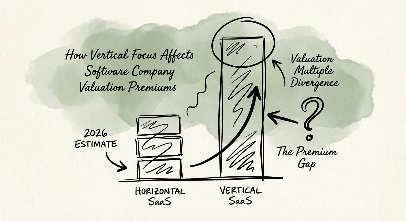 Chart showing valuation multiple divergence between vertical and horizontal SaaS companies in 2026