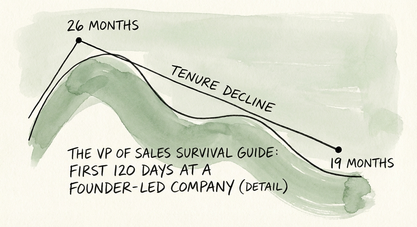 Graph showing the decline of VP Sales tenure from 26 months to 19 months