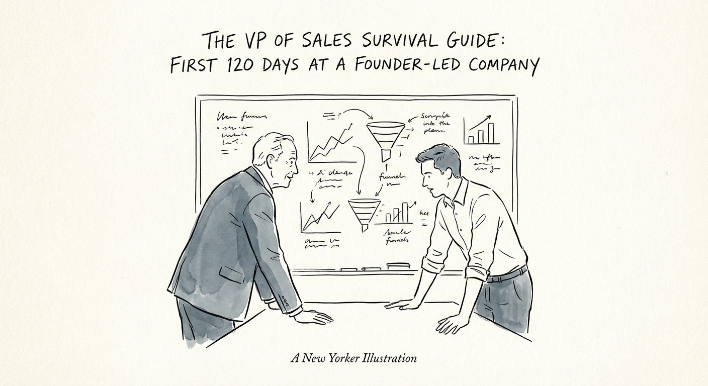 Founder and VP of Sales analyzing pipeline data on a whiteboard